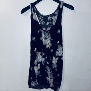 Preloved Black Floral Tank Top size small